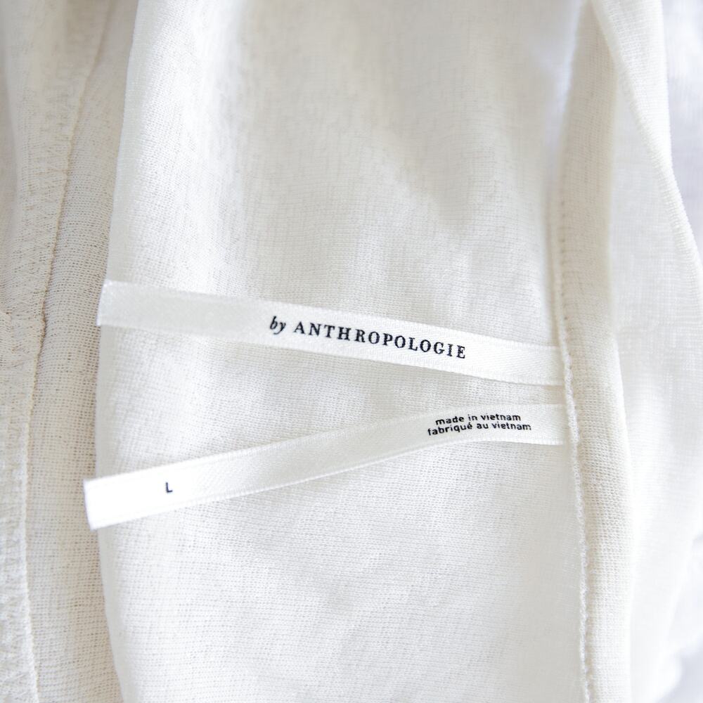Anthropologie Ivory Short Sleeve Draped Tee - Picture 3 of 6